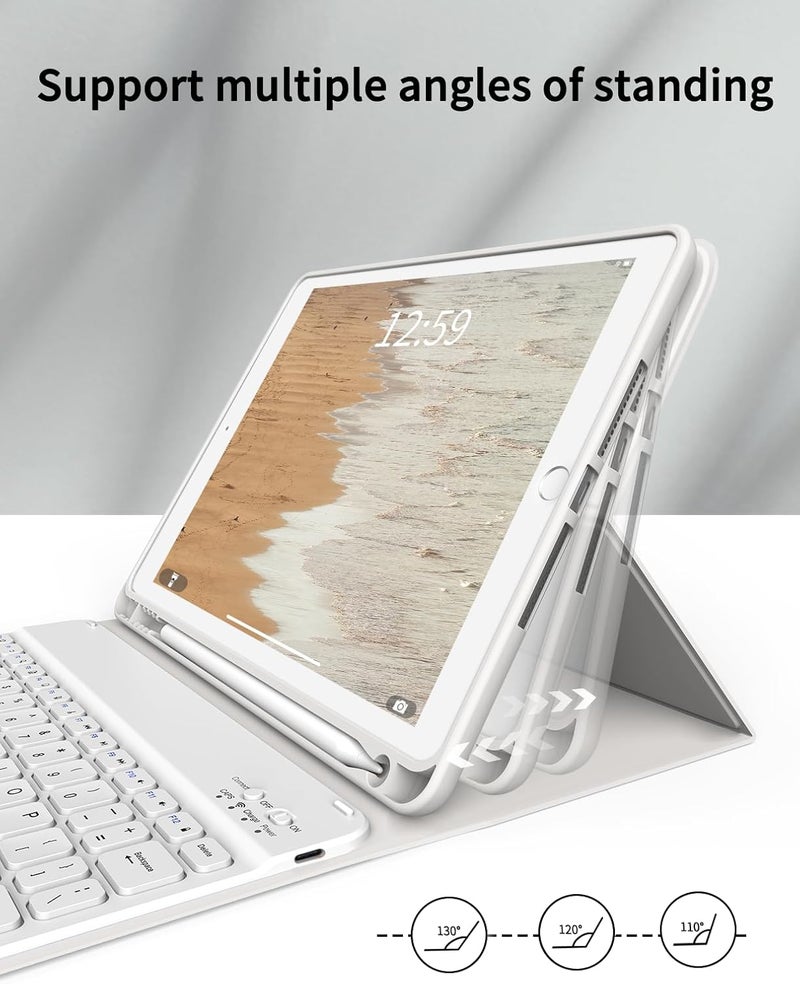 kenke Case with Keyboard for iPad 9th/8th/7th Generation 10.2 inch 2021/2020/2019 Detachable Wireless Bluetooth Keyboard Cover Thin & Light with Left Side Pencil Holder Auto Wake/Sleep（Gray） - Image 5